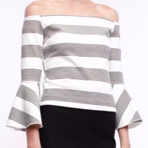 Line & Dot | Ella Off-the-Shoulder Striped Blouse